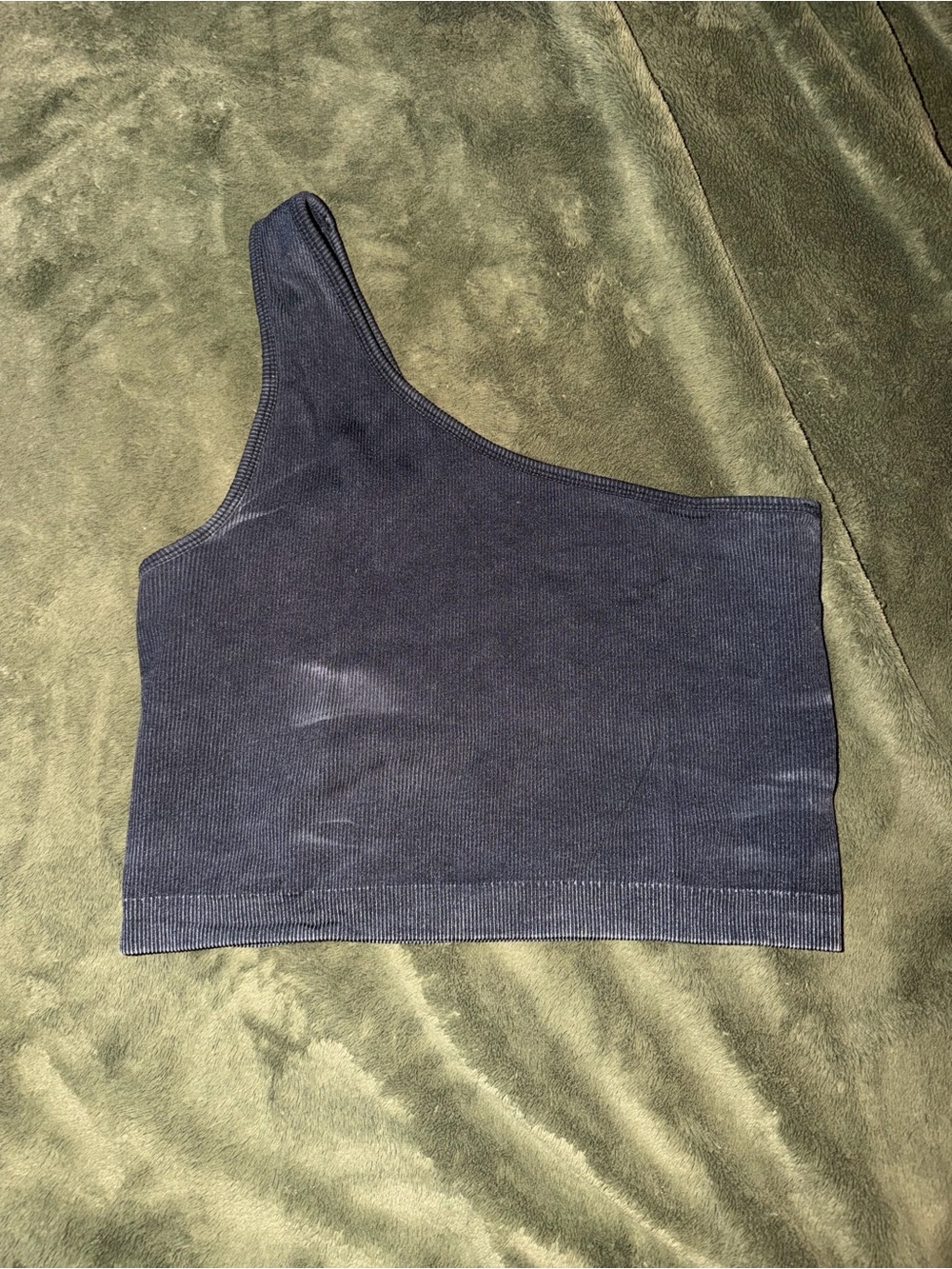 JoyLab One-Shoulder Ribbed Crop Top in gray